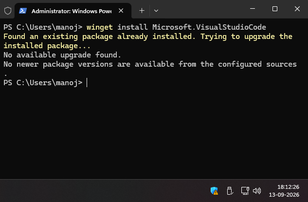 Step 1: Install VS Code using winget in Windows Terminal