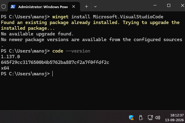 Step 2: Verify VS Code Installation with code --version